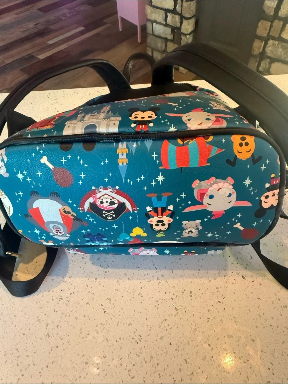 Loungefly Teal Disney Parks Kids Mini Backpack with Character Print USED ONCE